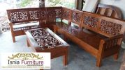 Set Kursi Tamu Sudut Ukiran Krawangan Kayu Jati
