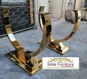Jual Kaki Stainless Meja Setengah Lingkaran Simple Elegan Gold Mengkilap