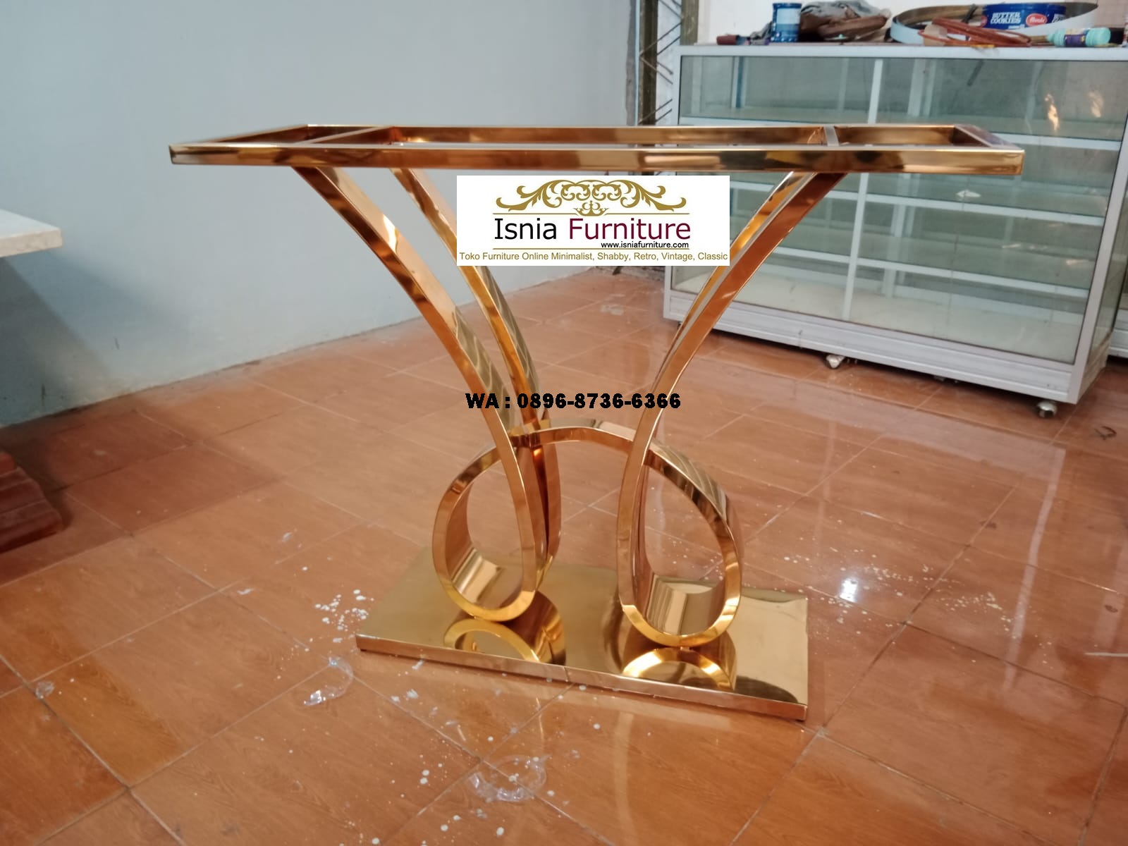 kaki meja konsul stainless bentuk H unik kekinian