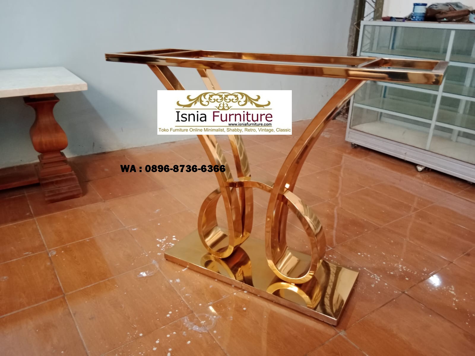 kaki meja konsul stainless bentuk H unik terbaru