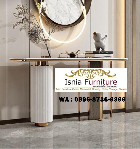 meja konsul stainless unik kekinian