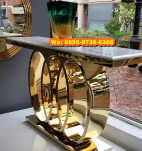 Meja Konsul Rose Gold Mewah Modern Masa Kini