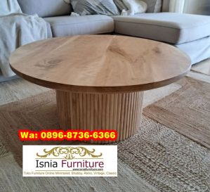 Coffe Table Bulat Utuh Kaki Ulir Terbaru