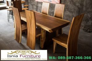 Meja Makan Trembesi 6 Kursi Jakarta Wood Alami