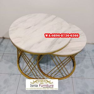 Meja Tamu Susun Stainless Gold Silang