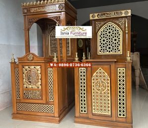 Mimbar Masjid Kayu Jati Ukir Terbaru