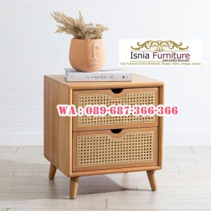 Meja Nakas Jati Kombinasi Rotan Kota Pekalongan