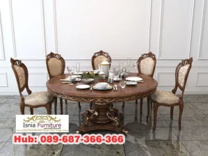 Meja Kayu Jati Klasik Bulat