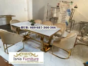 Meja Makan Stainless Marmer Import 6 Kursi