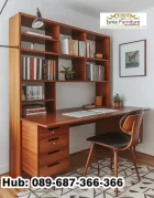 Meja Belajar Kayu Jati Kombinasi Laci