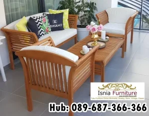 Kursi Teras Kayu  Dudukan Busa Empuk
