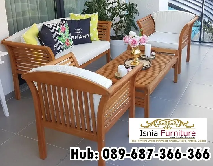 Kursi Teras Kayu  Dudukan Busa Empuk