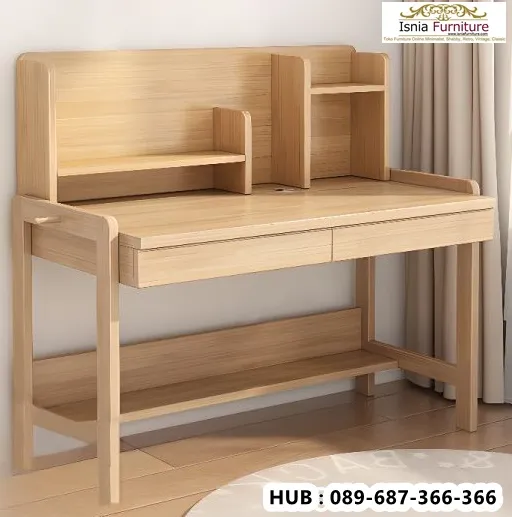Meja Belajar Finishing Natural Jati