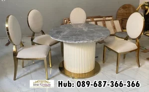 Jual Meja Makan Marmer Hermest Bulat Istimewa
