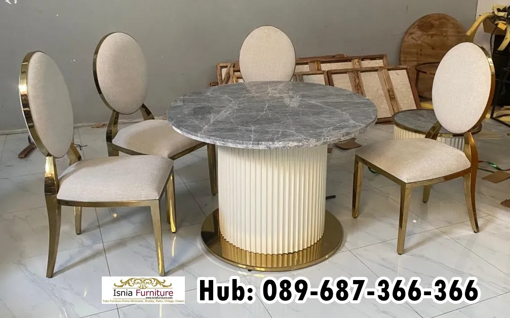 Jual Meja Makan Marmer Hermest Bulat Istimewa