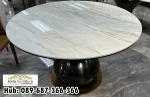 Meja Marmer Bulat Bekas Tebal