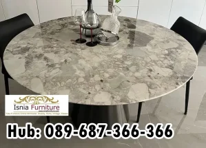 Meja Marmer Bulat Besar Tebal