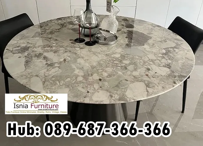 Meja Marmer Bulat Besar Tebal