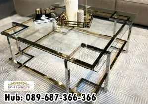 Coffee Table Glass Rangka Stainless