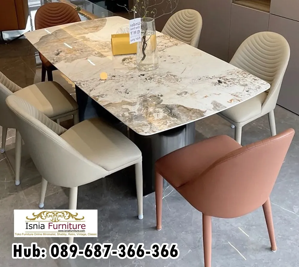 Jual Meja Makan Marmer Satu Set Mewah
