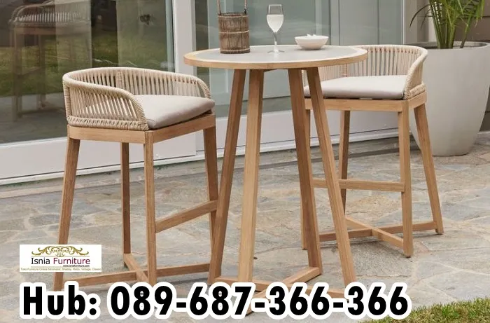 Meja Kursi Cafe Minimalis Kayu Mewah