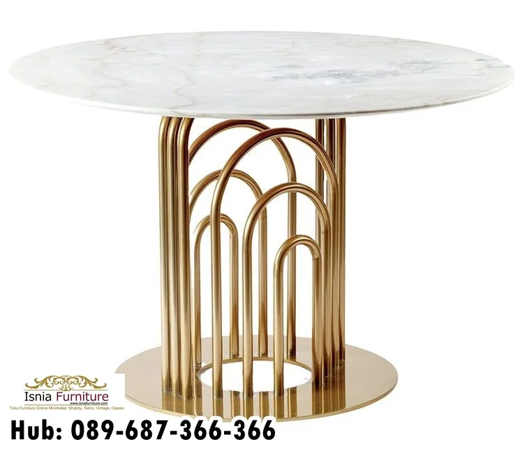 Meja Marmer Bulat Kecil Tebal
