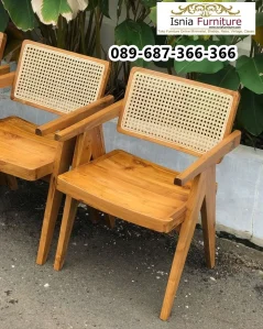 Kursi Cafe Jati Minimalis Rotan
