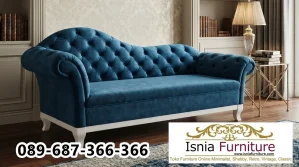 Jual Sofa Chesterfield Biru Mewah Tangerang Klasik Modern Terbaru dengan Kancing Khas Elegan