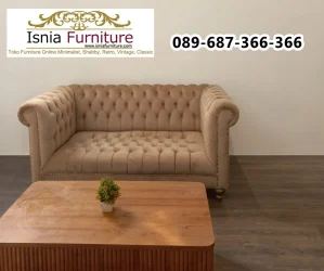 Sofa Chesterfield Pekalongan 2-Seater Rangka Kayu Jati Asli