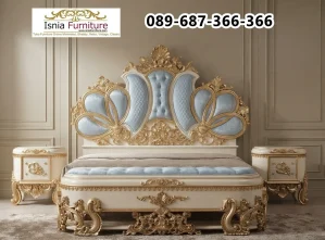 Jual Set Tempat Tidur Jakarta Mewah Model Kerang Ukiran Gold Elegan