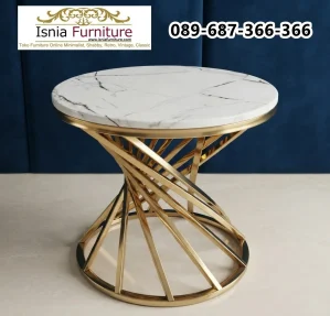 Meja Ruang Tamu Bekasi Mewah Desain Kaki Spiral Unik Terbaik