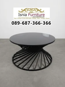 Meja Tamu Bulat Hitam Jakarta Rangka Unik