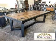 Meja Kayu Jati Kaki Besi