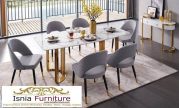 Jual Meja Makan Marmer Kaki Stainless Gold Terbaru