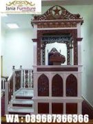 Jual Mimbar Masjid Kayu Jati Putih Coklat Boyolali