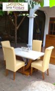 Jual Meja Makan Marmer Kaki Kayu Minimalis Paling Laris