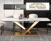 Jual Meja Makan Marmer Stainless Gold Modern Terunik Semarang