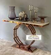 Jual Meja Konsul Marmer Bentuk Kaki Stainless Bulat Unik