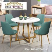 Jual Meja Makan Marmer Import Kaki Stainless Bentuk V