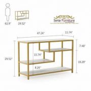 Jual Meja Konsul Stainless Gold Model Rak Susun Unik Minimalis