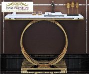 Jual Meja Konsul Marmer Kaki Stainless Gold Cincin Glossy Mewah
