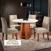 Jual Meja Makan Marmer Bulat Kayu Jati Model Vintage