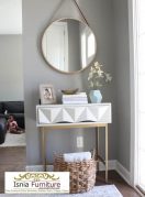 Jual Meja Konsul Stainless Laci Unik Desain Cermin Pigura Bulat