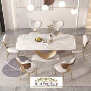 Jual Meja Makan Marmer 6 Kursi Sandaran Bentuk Love Unik Minimalis