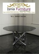 Jual Meja Makan Marmer Bulat Kaki Besi Desain Modern