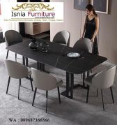 Model Meja Makan Marmer Hitam KaKi Besi Elegan