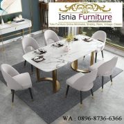 Jual Meja Makan Marmer Kaki Stainless Bentuk 2 Kurung