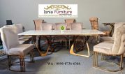 Jual Meja Makan Marmer Carrara Kaki Stainless Desain Rantai Terbaru