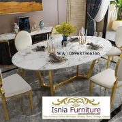 Jual Meja Makan Marmer Carrara Oval Import Terbaru