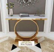 Jual Meja Konsul Marmer Stainless Gold Glossy Cincin Mewah